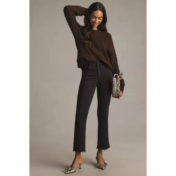 Good American Good Legs Mid-Rise Crop Mini Bootcut Jeans Black 26W PLUS SIZE - Picture 2 of 5